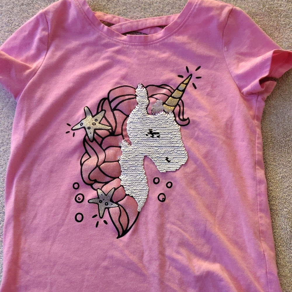 OshKosh B'gosh Pink Short Sleeve Tee with Unicorn Design